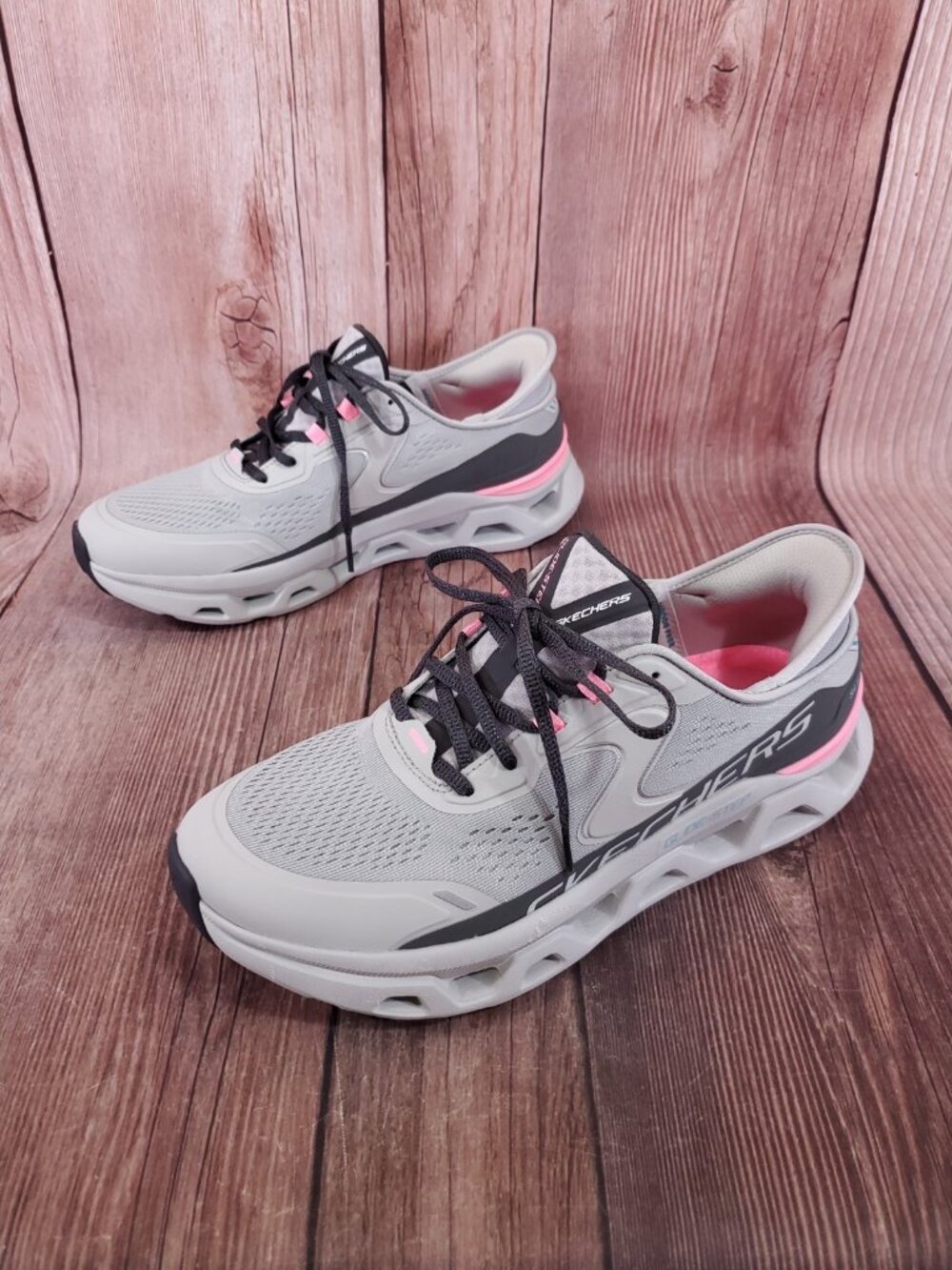 Skechers Womens Size 10 Slip ins Glide Step Altus Hands Free Gray Pink 150510